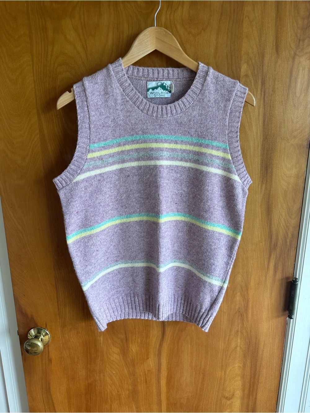 Woolrich Lavender Striped Sleeveless V-Neck Sweater Vest